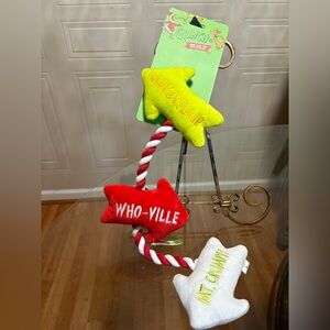 NWT Dr. Seuss Interactive Holiday The Grinch Rope Dog Toy Clinker & Squeaker 18”